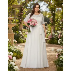 Vestido Noiva 55 Longo Renda Plus Size Bella Fest