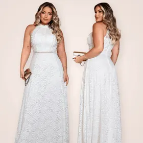 Vestido Longo Renda Plus Size Detrix