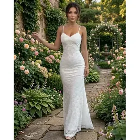 Vestido Longo Noiva Alças Finas Racy