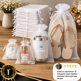 Kit de Saquinhos de Organza Brancos Ecomex