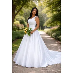 Vestido de Noiva Peito de Renda com Cauda Partylight