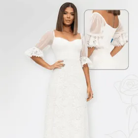 Vestido Noiva Ombro a Ombro Renda Detrix