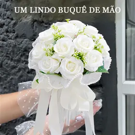 Buquê de Noiva Rosas Brancas com Tule