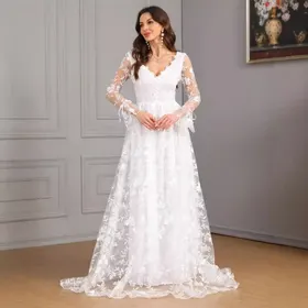 Vestido de Noiva Civil Decote V SambaFlor