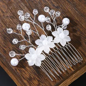Pente de Cabelo de Noiva Pérolas e Strass